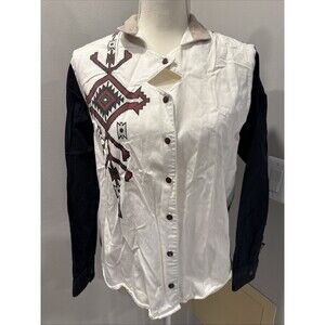 Vtg Brooks & Dunn Panhandle Slim Aztec Button Western Cowgirl Medium Shirt READ
